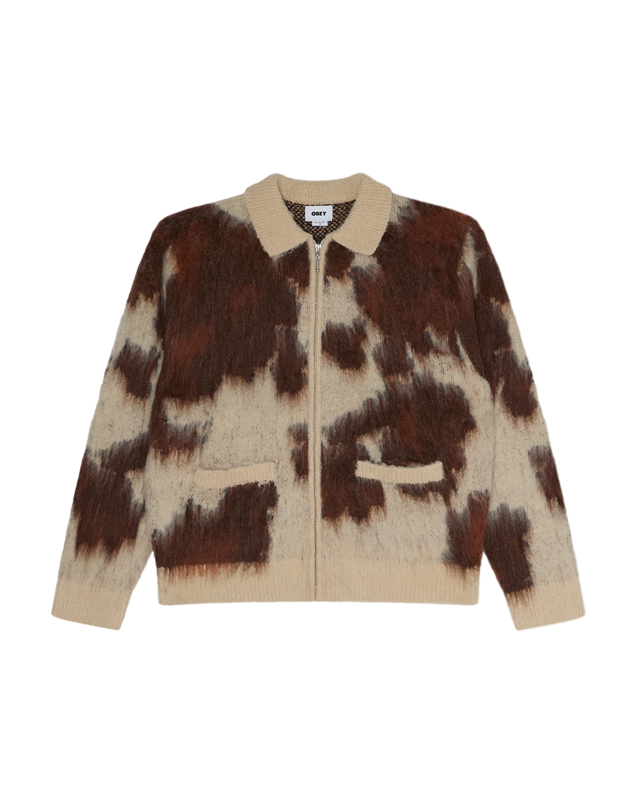 COW PATTERN ZIP SWEATER - Image 1