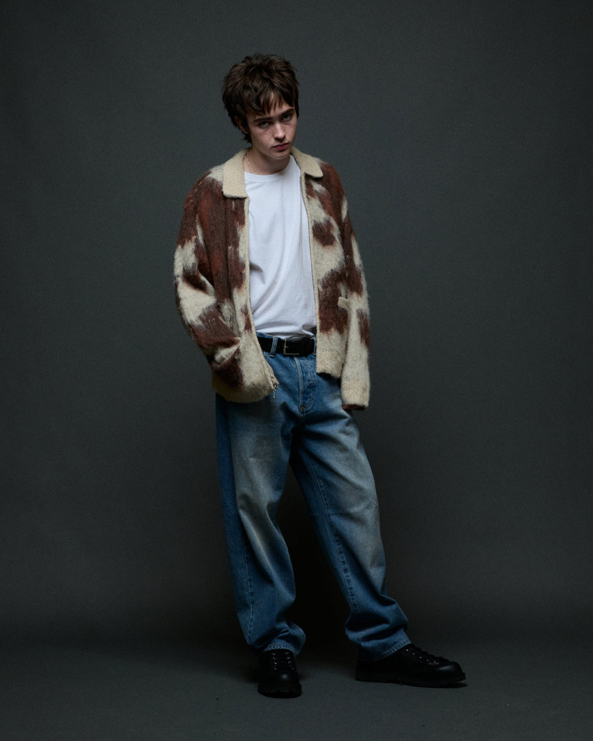 COW PATTERN ZIP SWEATER - Image 6