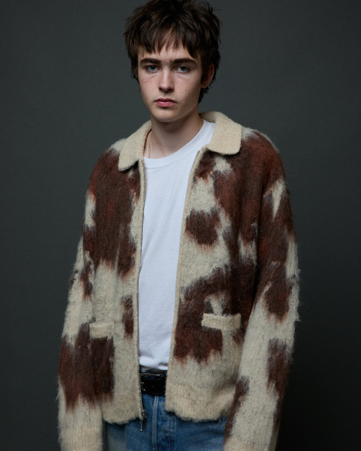COW PATTERN ZIP SWEATER - Image 5