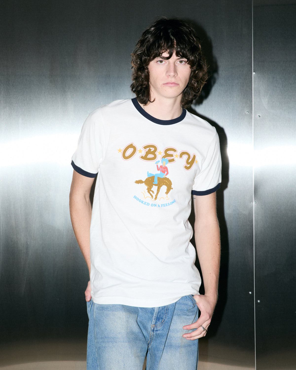 HOOKED ON A FEELING RETRO RINGER T-SHIRT - Image 3