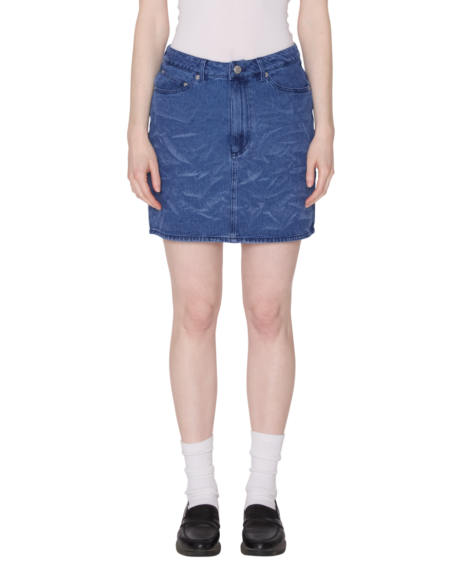 TRINITY WRINKLE DENIM SKIRT - Image 1